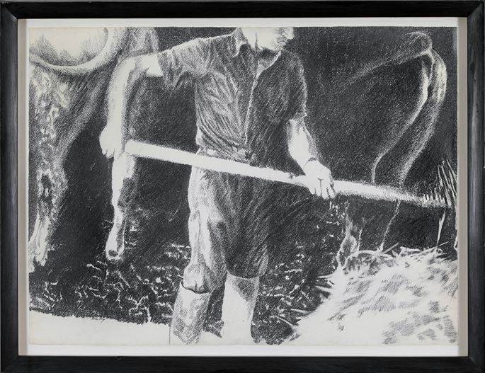 Yvon Pissarro - Farmhand in a Cowshed | MasterArt